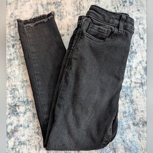 GAP Denim Black Stretch High Rise Ankle Jeggings Girls Sz 8R Unfinished Hem EUC